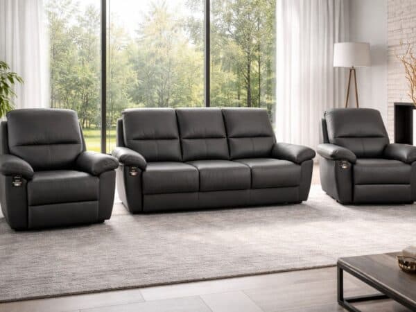 Komplet Gemini duże, skóra 100% naturalna włoska, spanie, funkcja relaks+obrót i bujanie