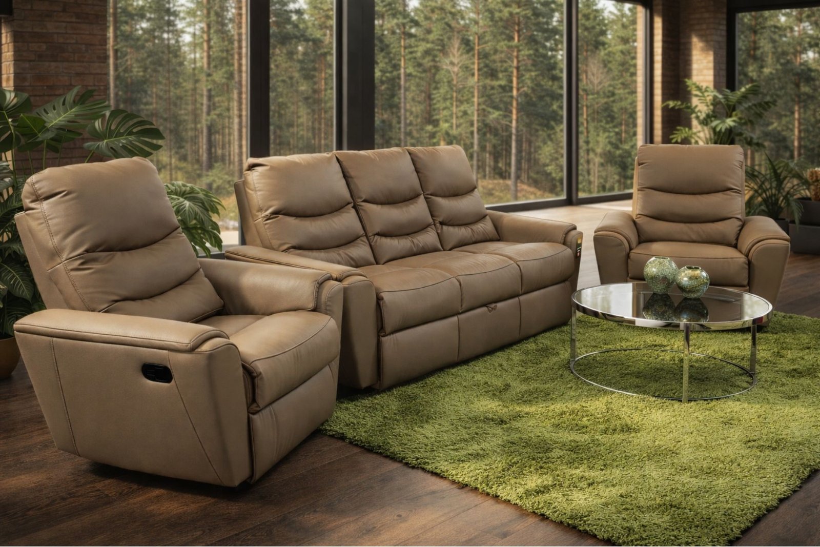 Komplet wypoczynkowy Joy skóra skóra naturalna + eko funkcje relax i spania