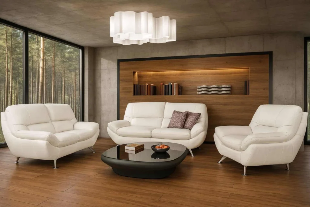 Ibiza na wysokich nóżkach, kolor skóry do wyboru, funkcja spania- meble deko