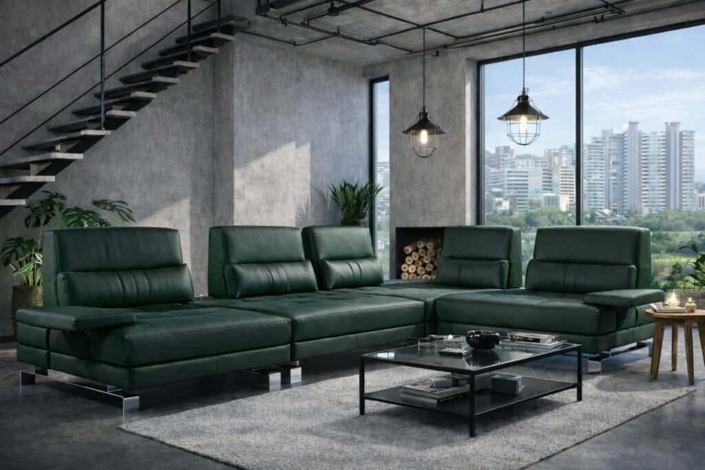 Narożnik mediolan o nowoczesnych i designerskim kroiju W całości wykonany ze skóry naturalnej