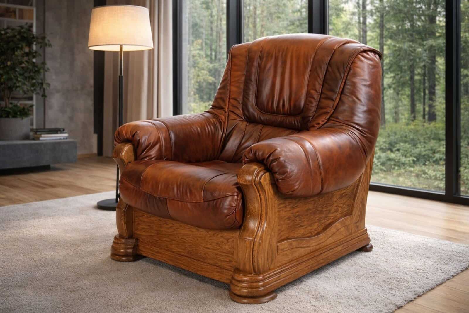 Aneta II model mebla skórzany , stelaż dębowy , kolory do wyboru, meble deko