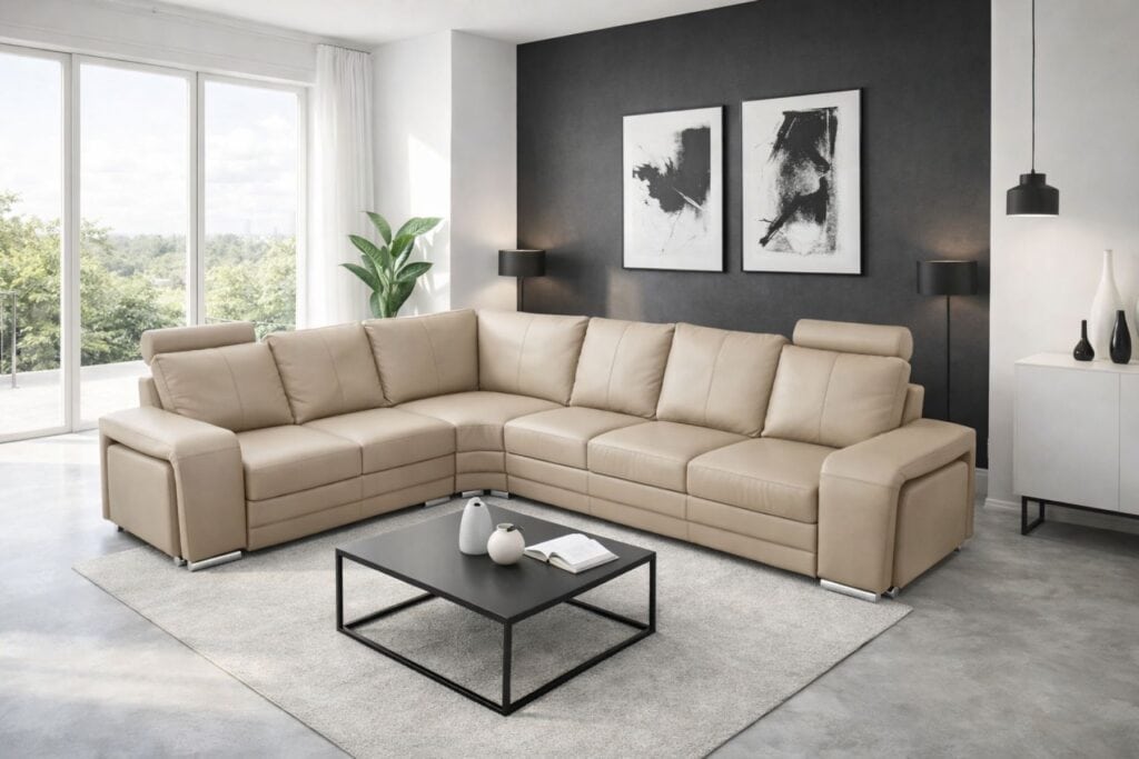 Narożnik Enzo skóra naturalna 100% funkcja spania meble deko meble skórzane