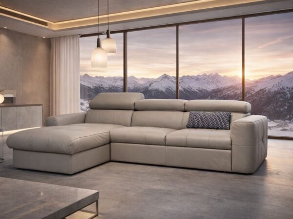 Narożnik Malibu mały skóra naturalna pojemnik i funkcja spania meble deko wnętrza