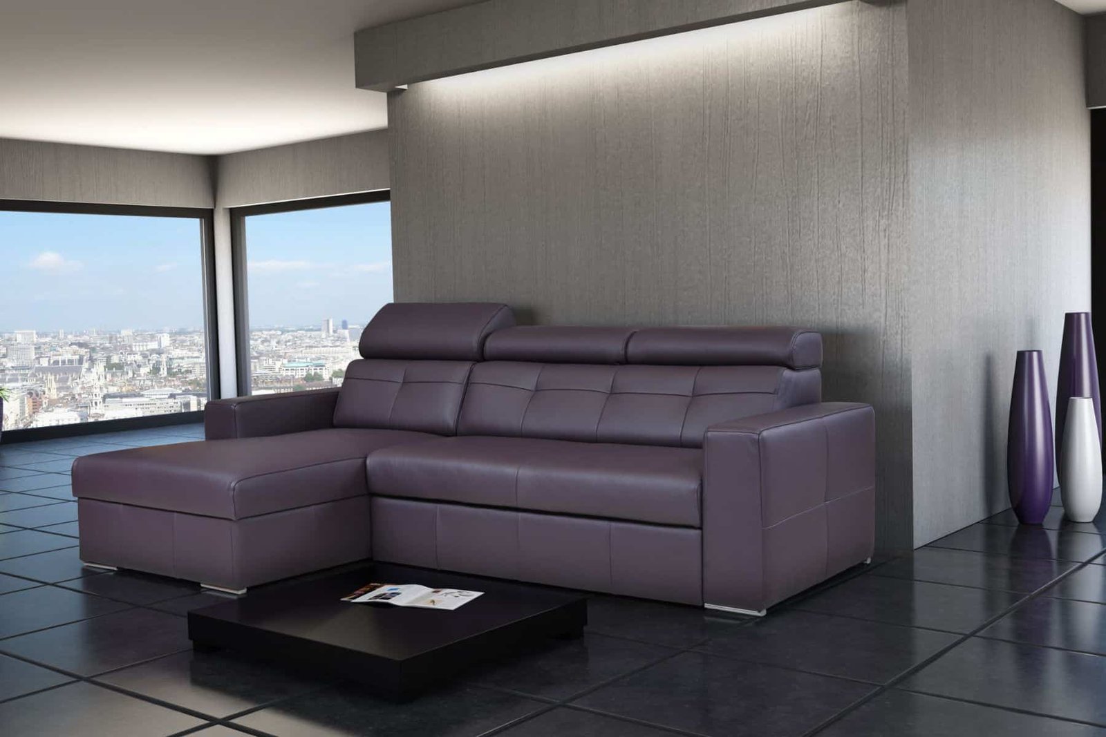 Narożnik Bianko skóra lub tkanina kolor do wyboru funkcja spania oraz pojemnik