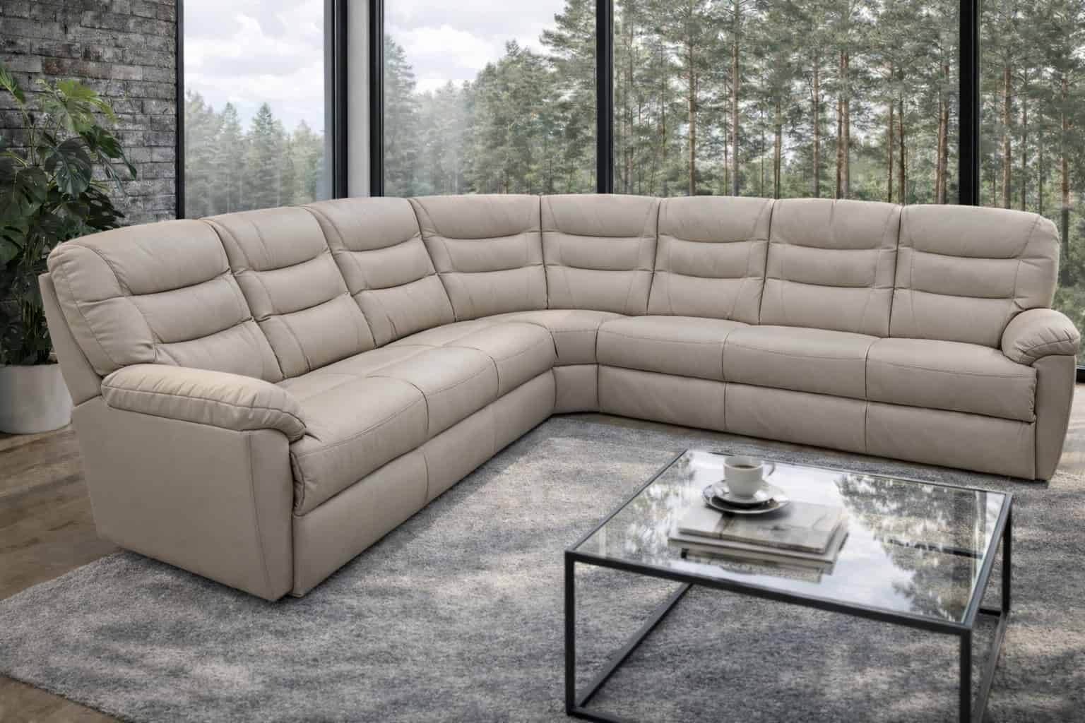 Montana II narożnik w skórze naturalnej +funkcja spania oraz relaksu Meble Deko