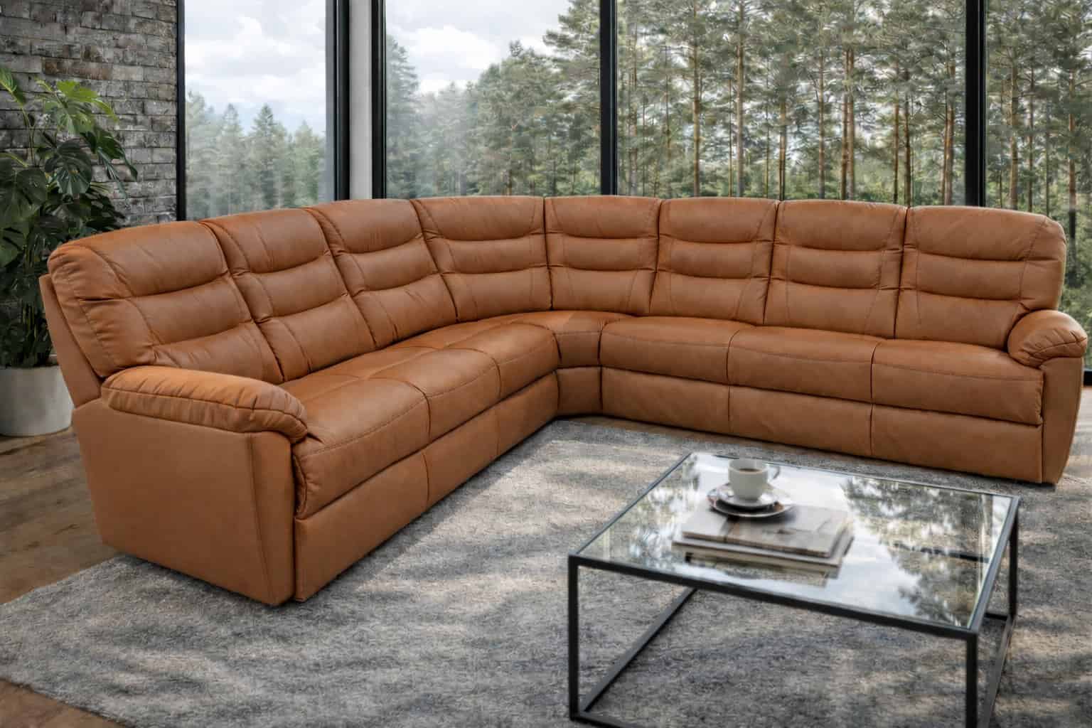 Montana II narożnik w skórze naturalnej +funkcja spania oraz relaksu Meble Deko