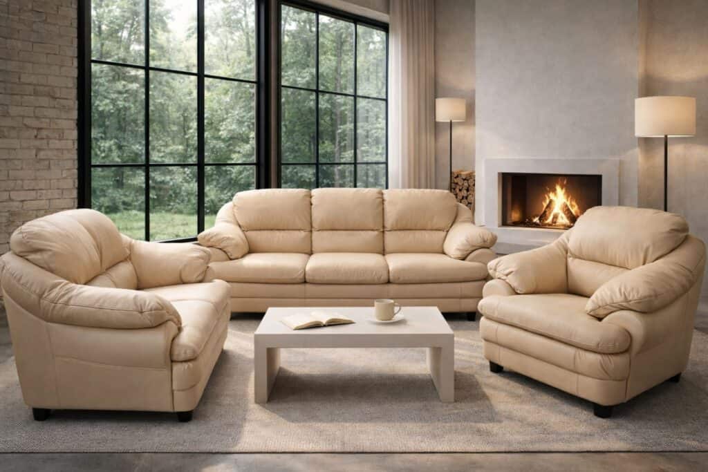 Model Puchacz komplet wypoczynkowy skóra naturalna 100% meble deko