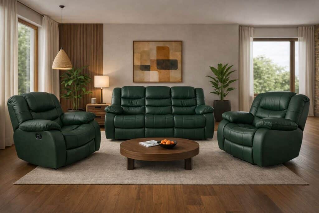 Model Regis II komplet wypoczynkowy funkcja spania funkcja relaks skóra naturalna meble deko