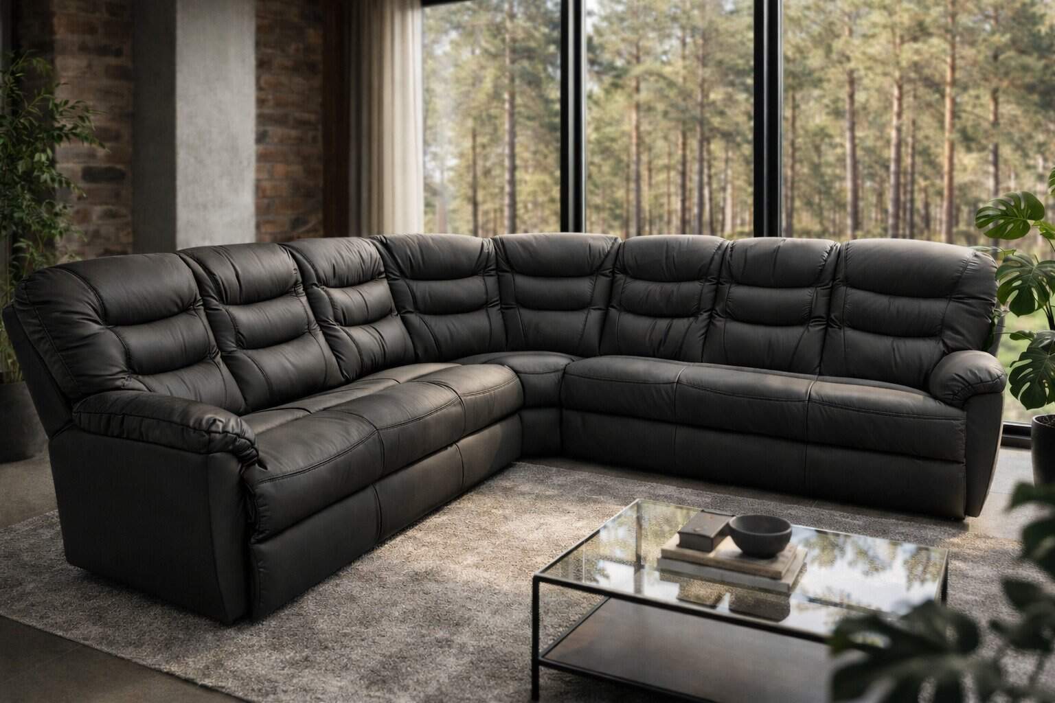 Montana II narożnik w skórze naturalnej +funkcja spania oraz relaksu Meble Deko