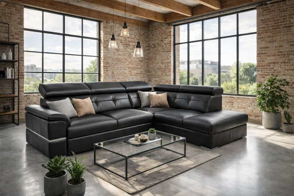 Narożnik Dante skóra naturalna 100% pojemnik funkcja spania meble deko