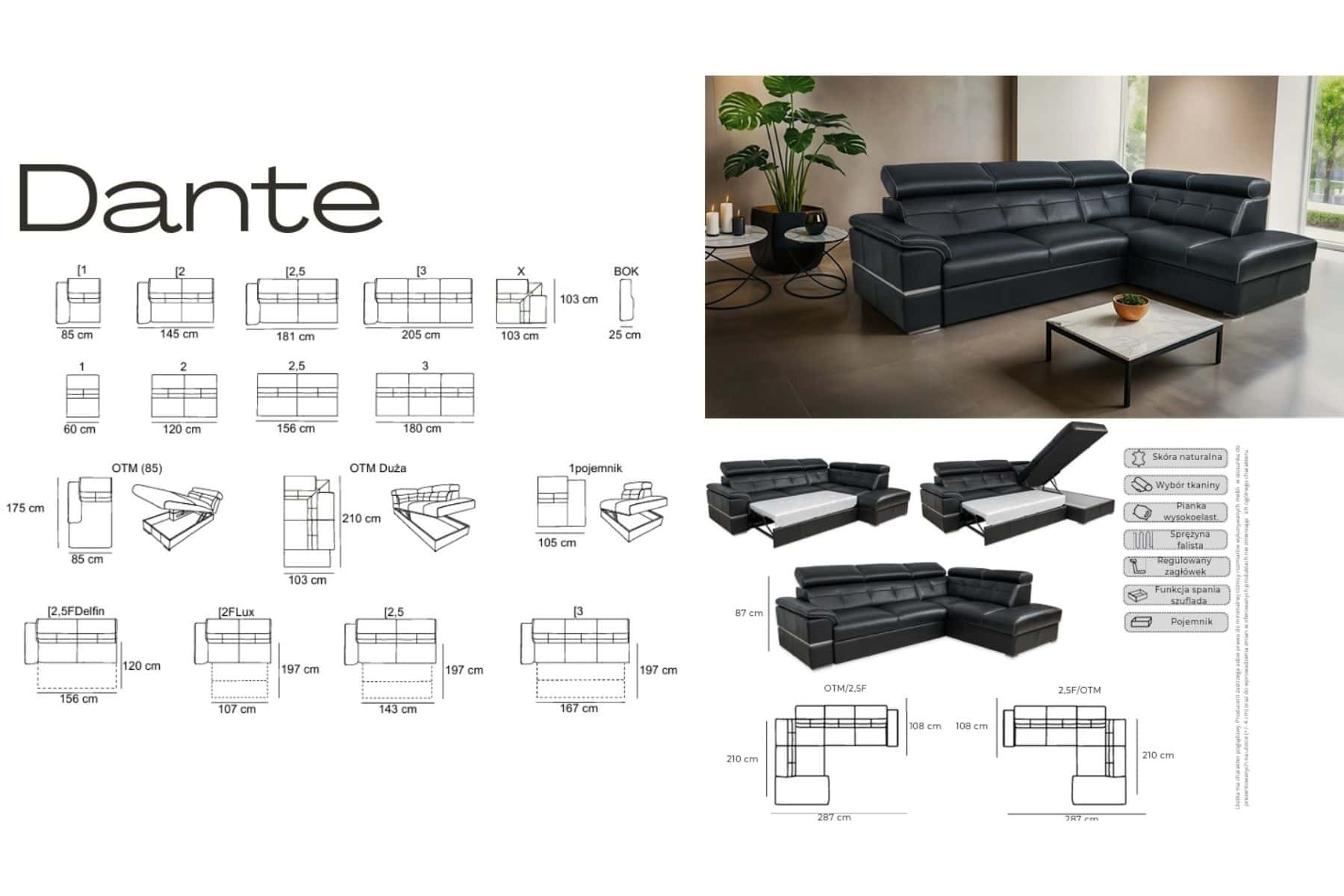 wymiary konfiguracja mebla narożnik dante deko meble skóra naturalna