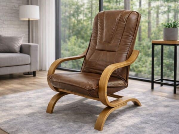 Fotel FInka (3) fotel finka skóra naturalna , płozy drewniane , meble deko