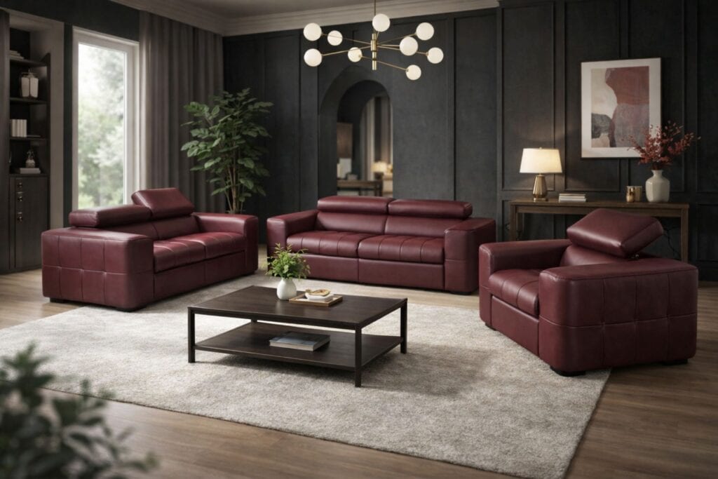 Komplet malibu ze skóry naturalnej funkcja spania, regulowane zagłówki meble deko