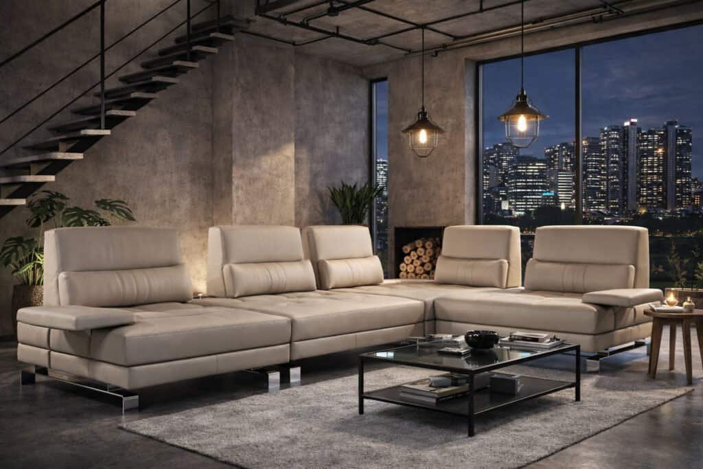 Narożnik mediolan o nowoczesnych i designerskim kroiju W całości wykonany ze skóry naturalnej