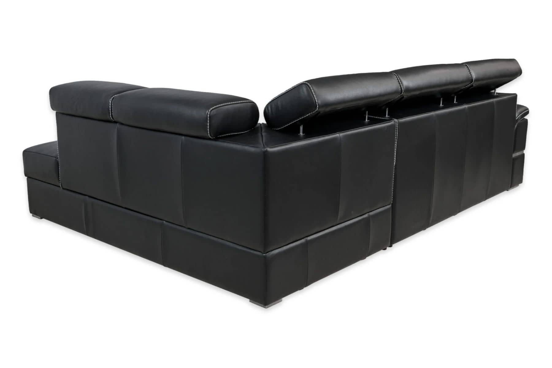 Elegancji narożnik dante ze skóry naturalnej z funkcją spania oraz z pojemnikiem na pościel