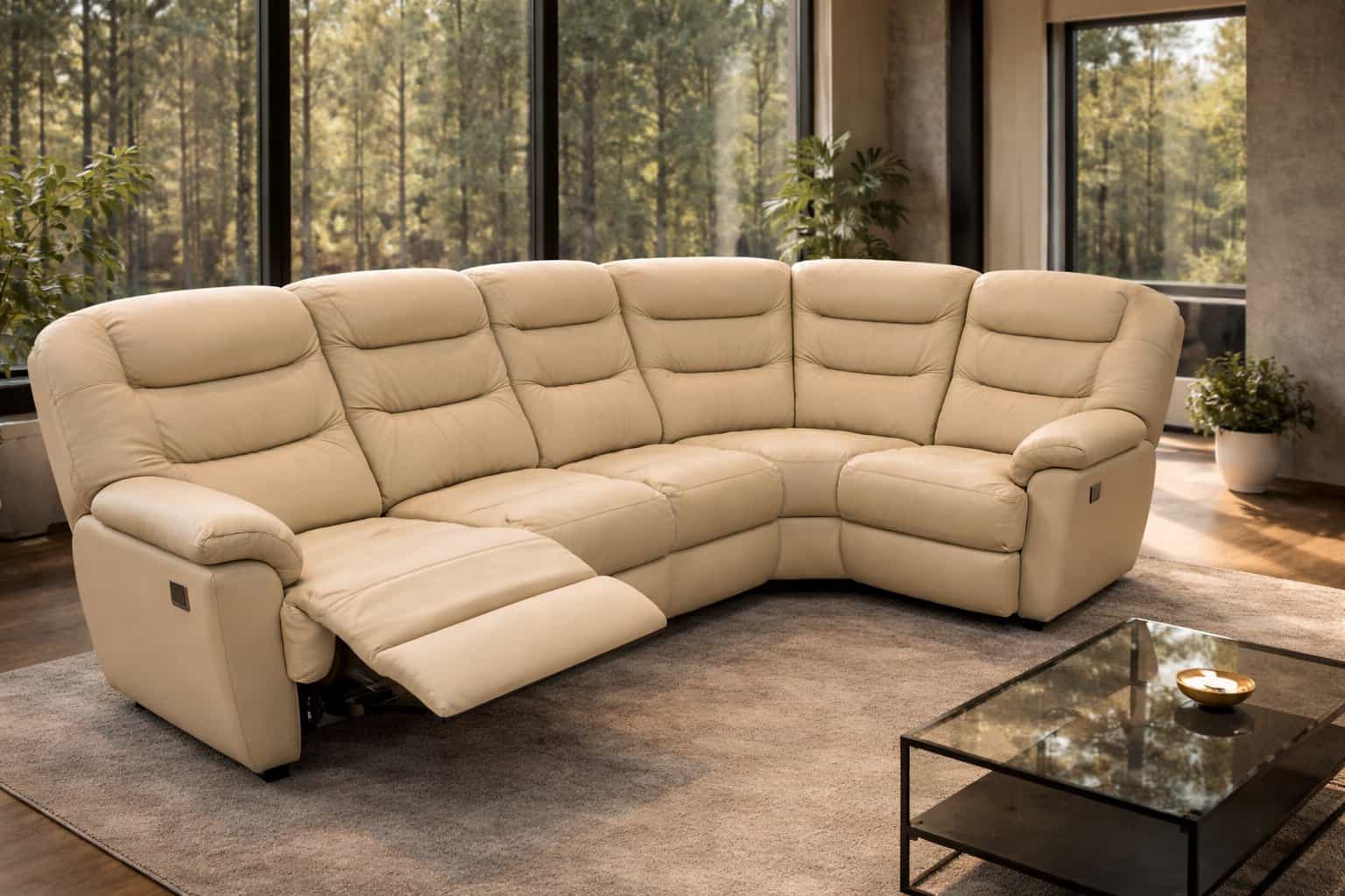 Montana II narożnik w skórze naturalnej +funkcja spania oraz relaksu Meble Deko