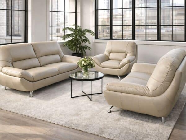 Komplet wypoczynkowy Ibiza skóra+eko, na wysokich nóżkach, nowoczesny