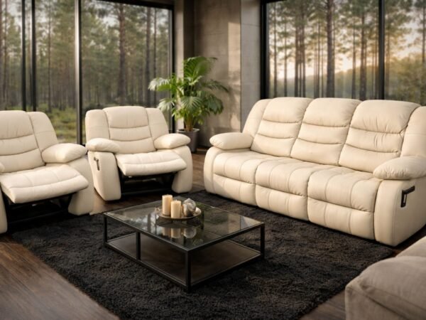 Komplet Regis II skóra naturalna + boki i tył eko funkcje relaks