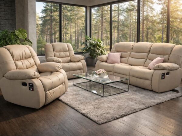 Komplet Regis II skóra naturalna + boki i tył eko funkcje relaks