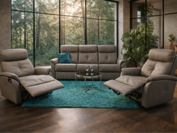 Lima Komplet wypoczynkowy LIMA skóra naturalna + eko funkcje relax i spania