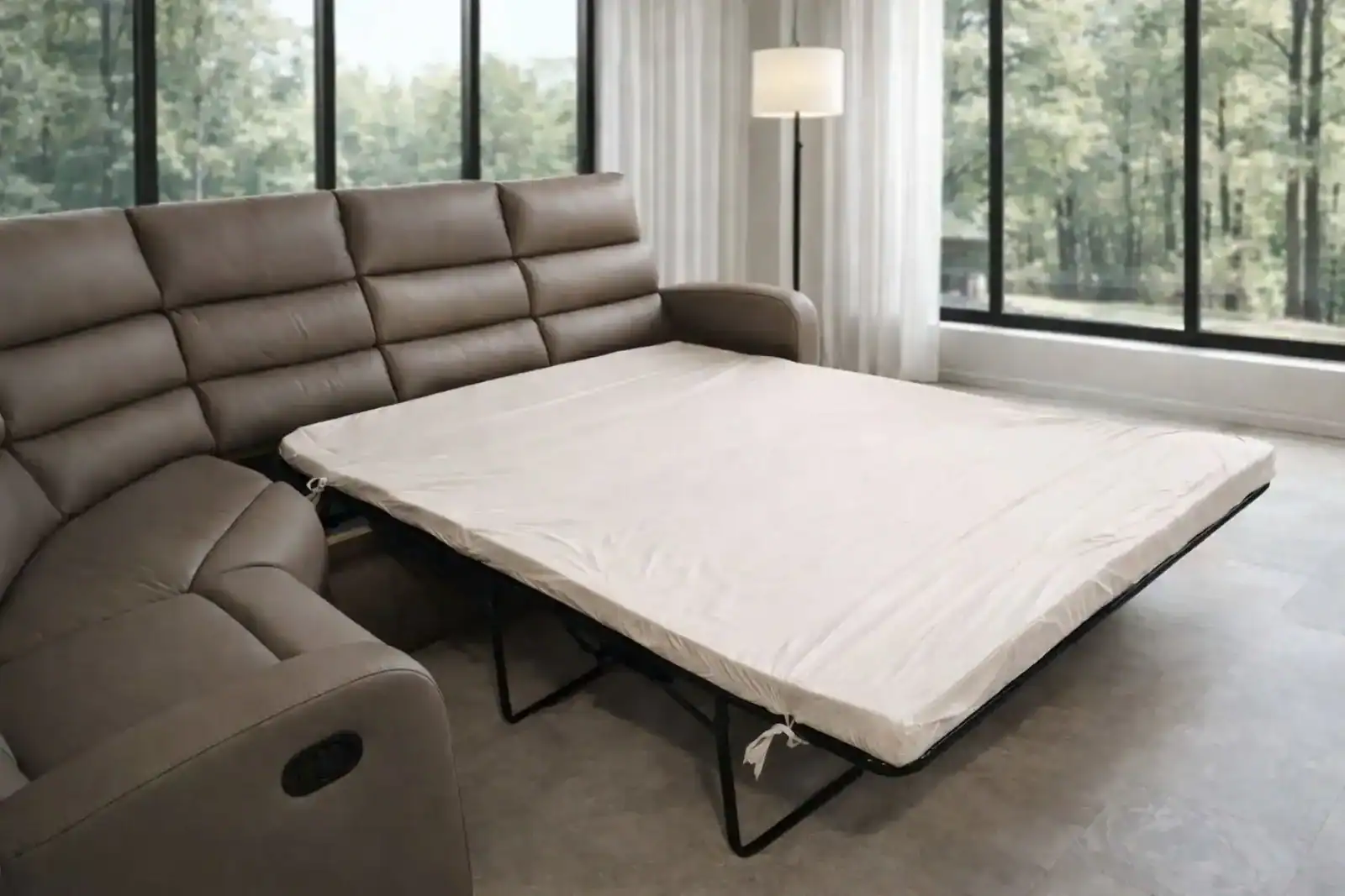 Narożnik Otto, skóra +eko, funkcja spania oraz funkcja relax manualna