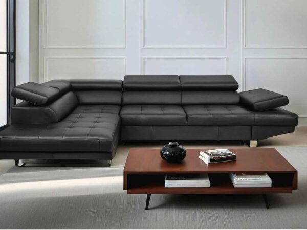 Narożnik ETNO skóra naturalna czarny , spanie + pojemnik