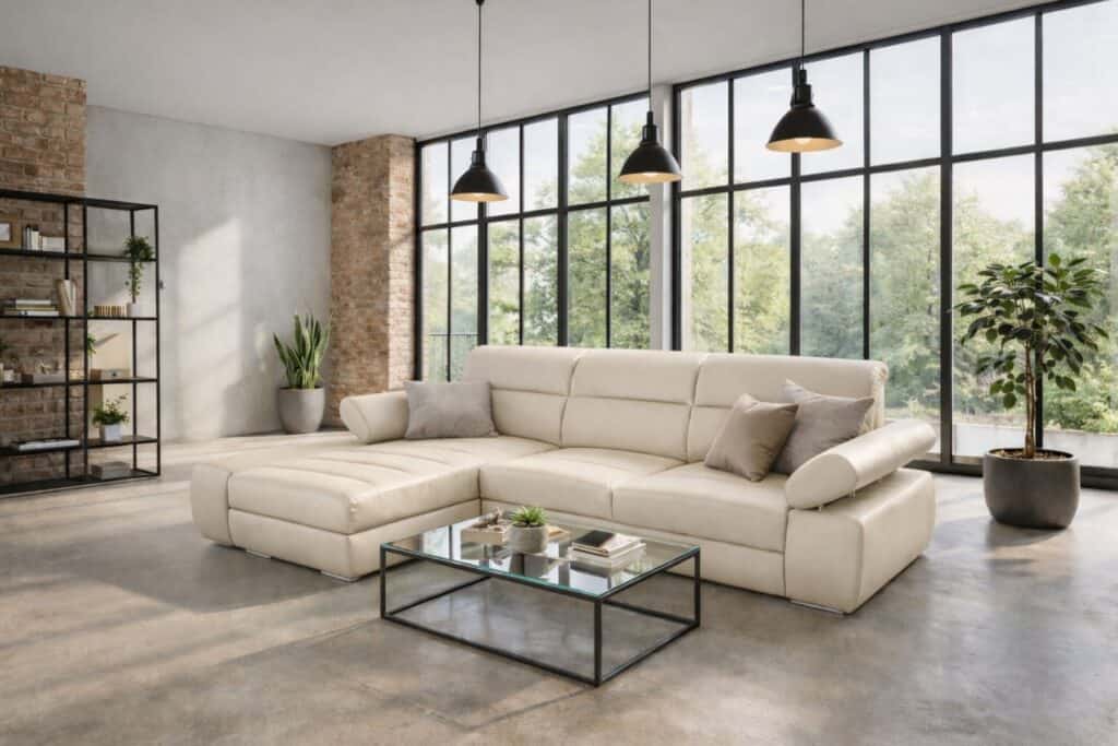 Narożnik Panama skóra naturalna pojemnik na pościel i funkcja spania meble deko meble skórzane