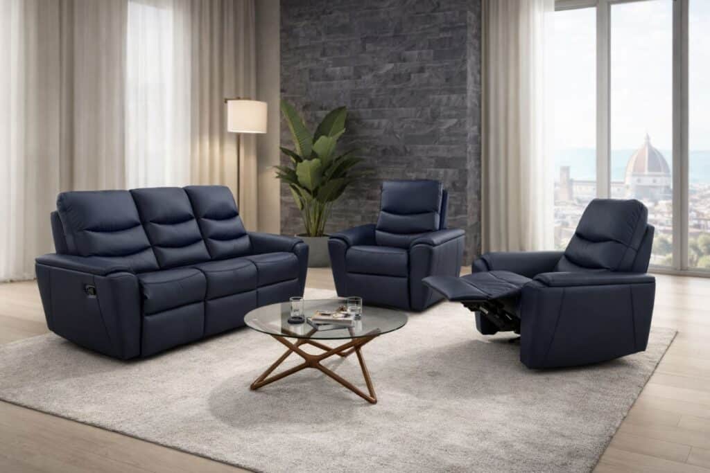 Model Joy komplet wypoczynkowy funkcja spania funkcja relaks skóra naturalna meble deko