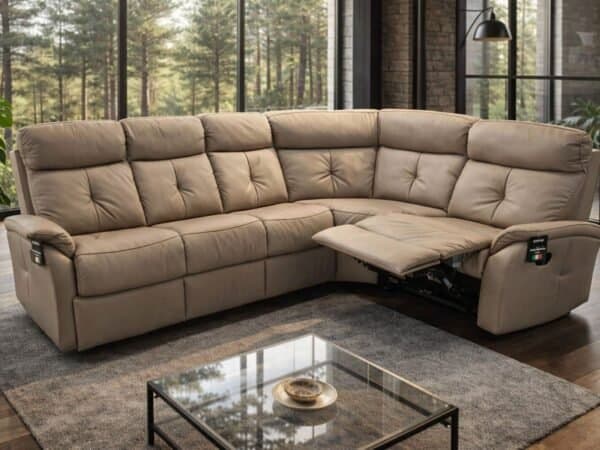 LIMA narożnik skóra naturalna + eko spanie belgijskie i relaks