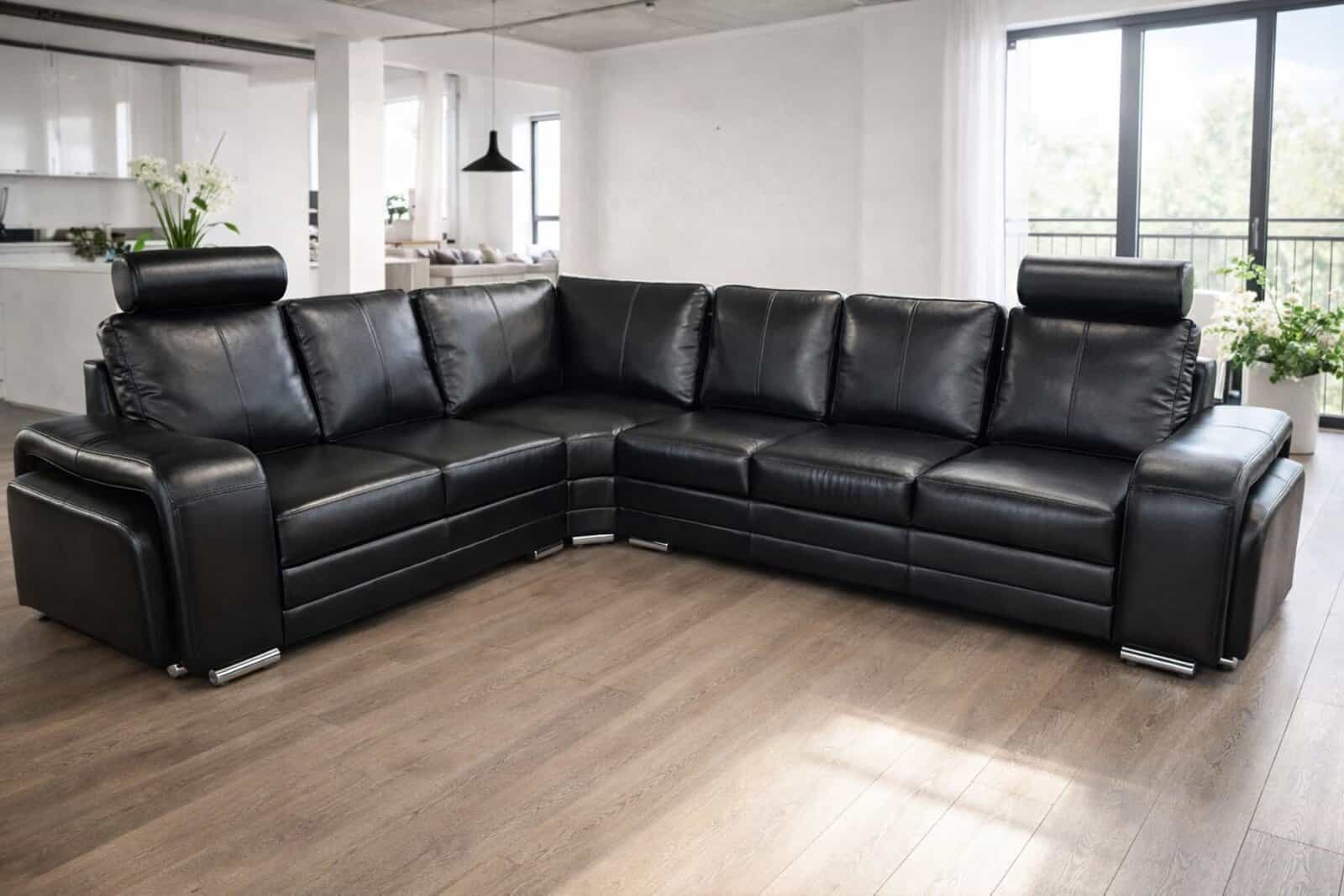 narożnik Enzo reda czarny połysk elegancki bez funkcji