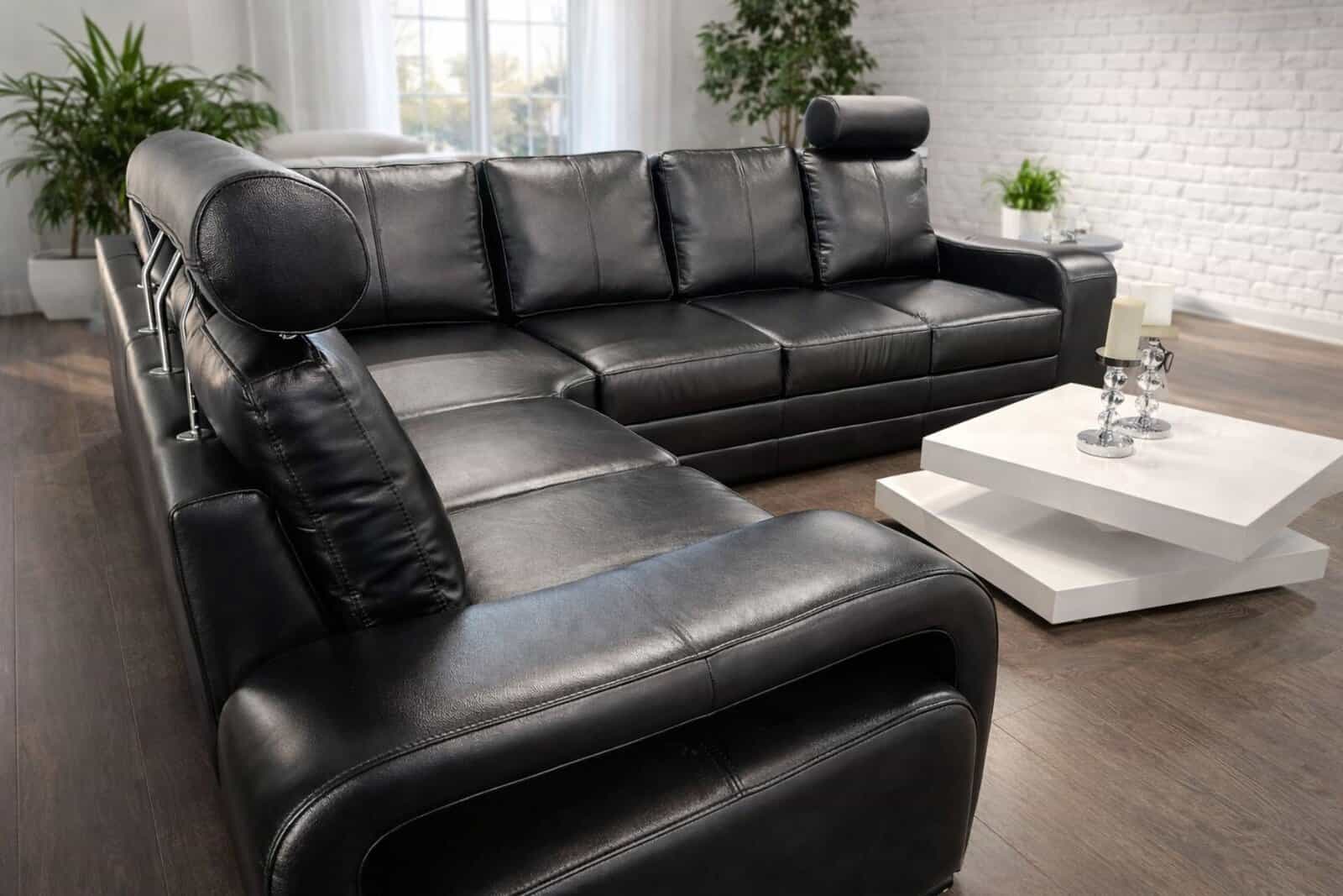 narożnik Enzo reda czarny połysk elegancki bez funkcji