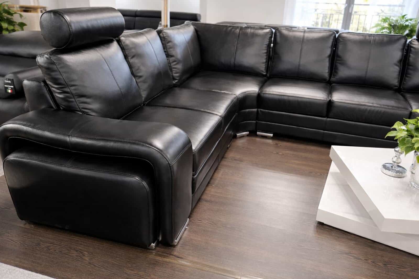 narożnik Enzo reda czarny połysk elegancki bez funkcji