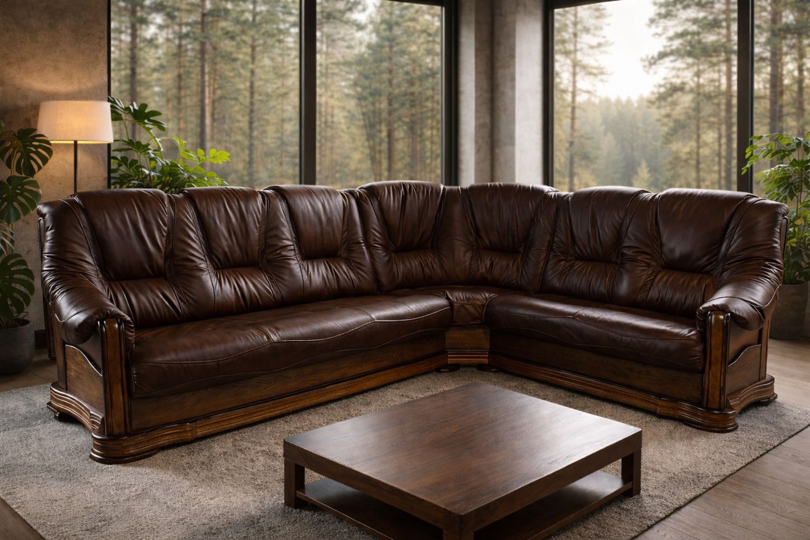 narożnik andrea skóra naturalna oraz stelaż dębowy styl ponadczasowy