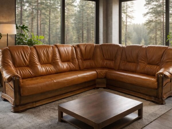 narożnik andrea skóra naturalna oraz stelaż dębowy styl ponadczasowy