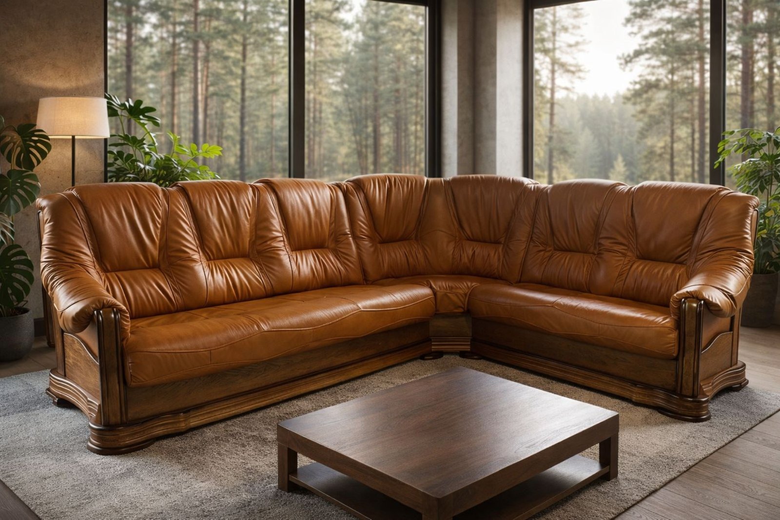 narożnik andrea skóra naturalna oraz stelaż dębowy styl ponadczasowy