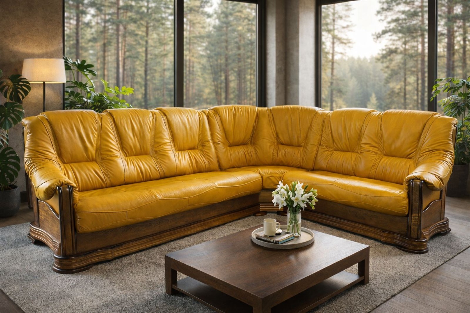 narożnik andrea skóra naturalna oraz stelaż dębowy styl ponadczasowy