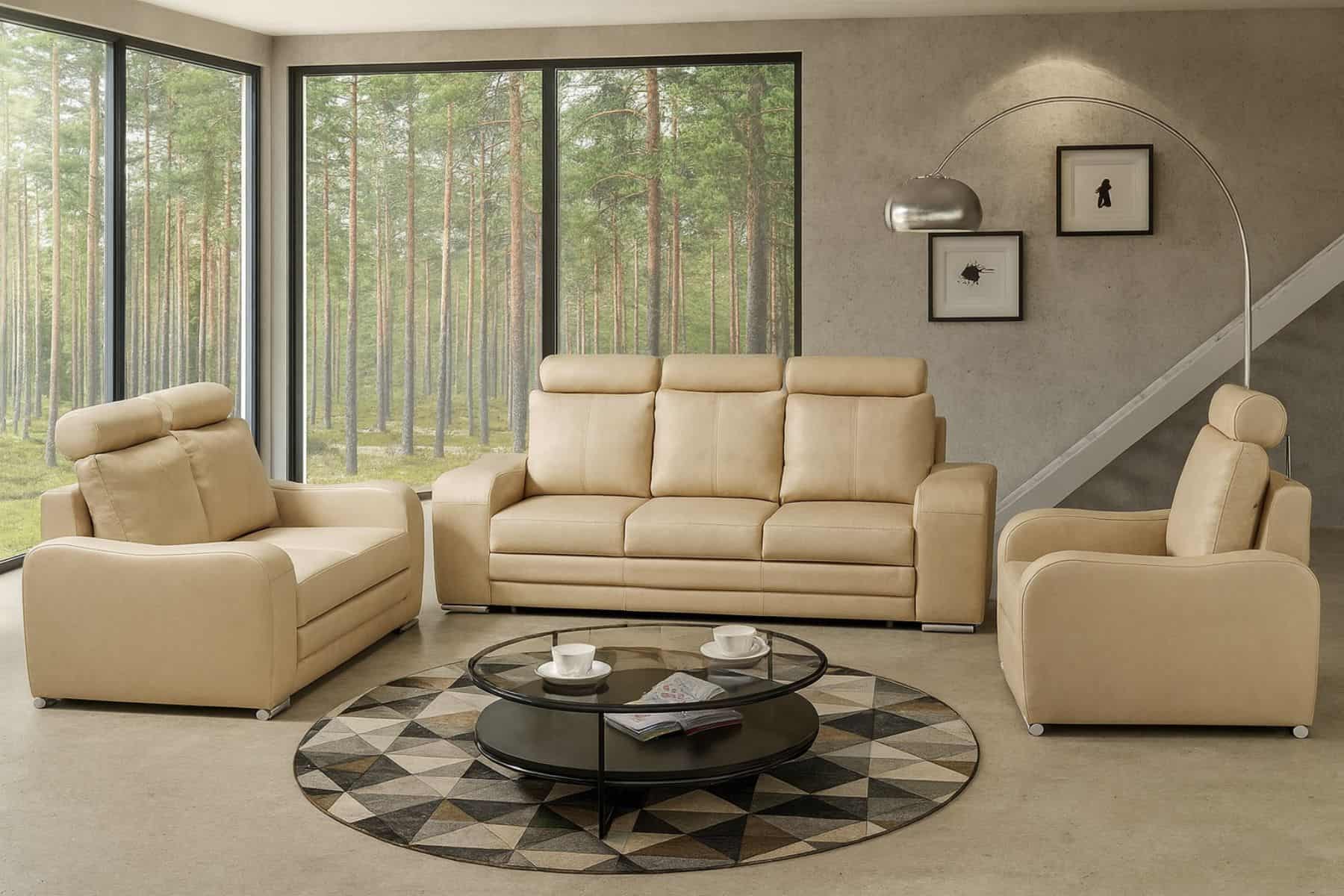 Komplet wypoczynkowy Enzo skóra naturalna 100% - meble deko