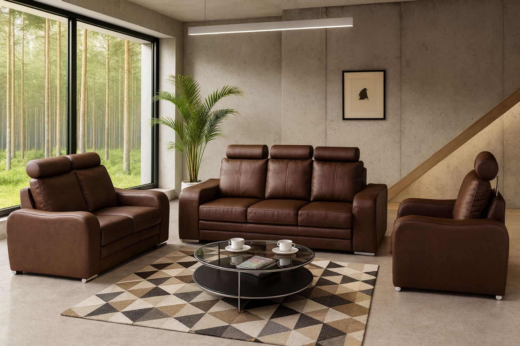 Komplet wypoczynkowy Enzo skóra naturalna 100% - meble deko