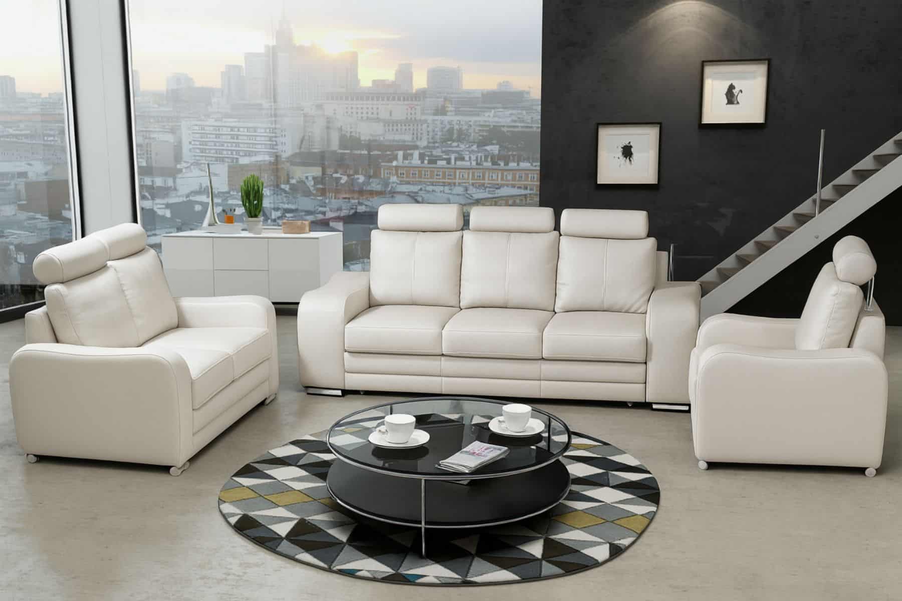 Komplet wypoczynkowy Enzo skóra naturalna 100% - meble deko