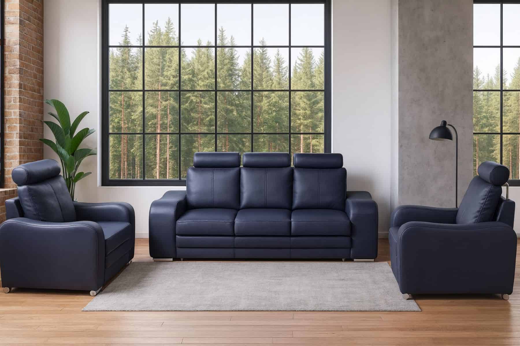 Komplet wypoczynkowy Enzo skóra naturalna 100% - meble deko