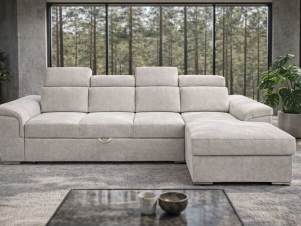 Narożnik Cayenne Narożnik Cayenne tkanina beżowo - szary , spanie + pojemnik