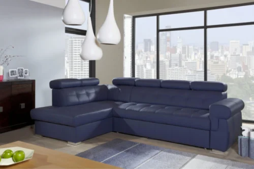 Narożnik Atlanta skóra lub tkanina nowoczesny wygląd funkcja spania i pojemnik