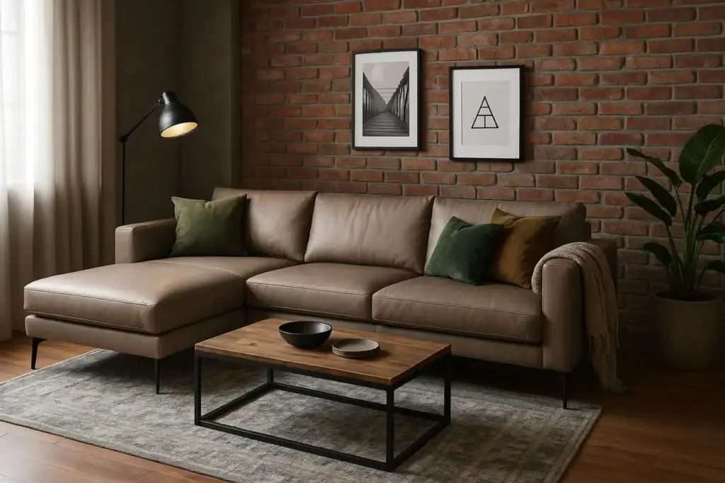 Nowoczesny mały / mini narożnik cloud ze skóry na wysokiej nóżce