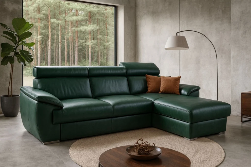 Narożnik skórzane manaco II mały ze skóry z funkcja spania oraz pojemnikiem na pościel