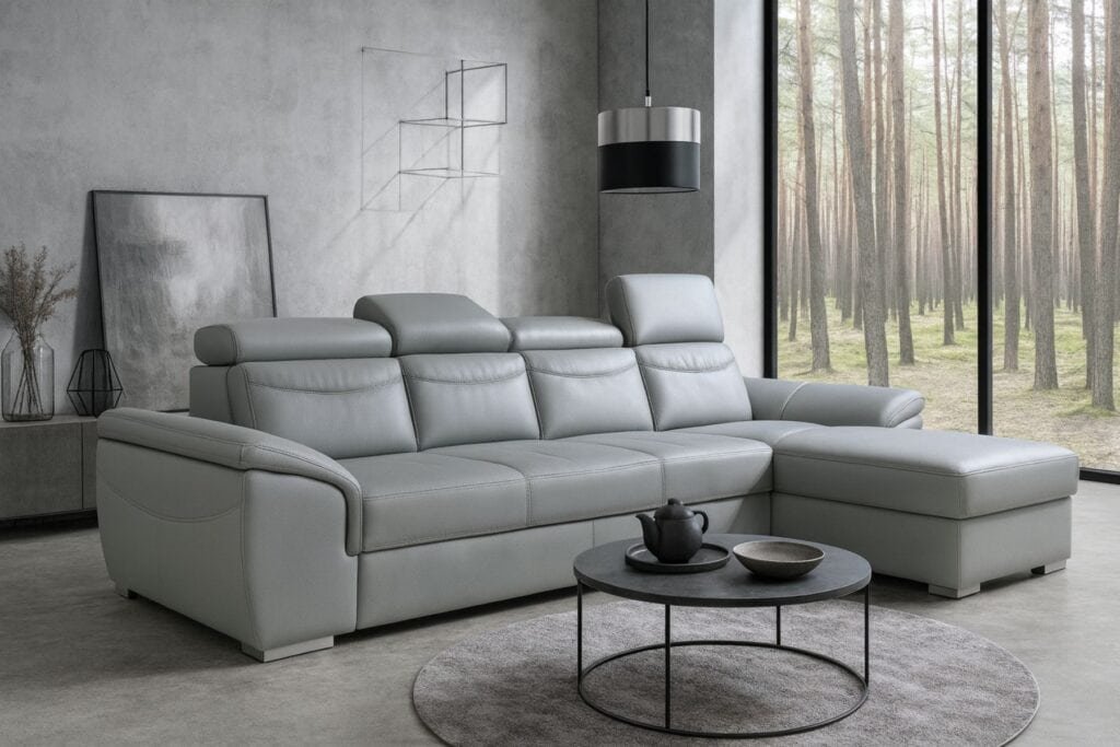 Narożnik cayenne skóra lub tkanina spanie raz pojemnik