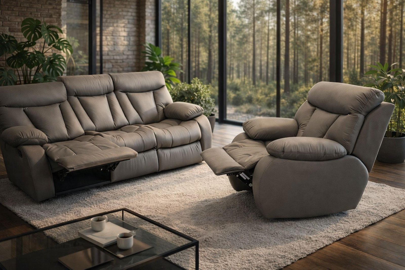 Komplet wypoczynkowy Granada skóra naturalna funkcje relax