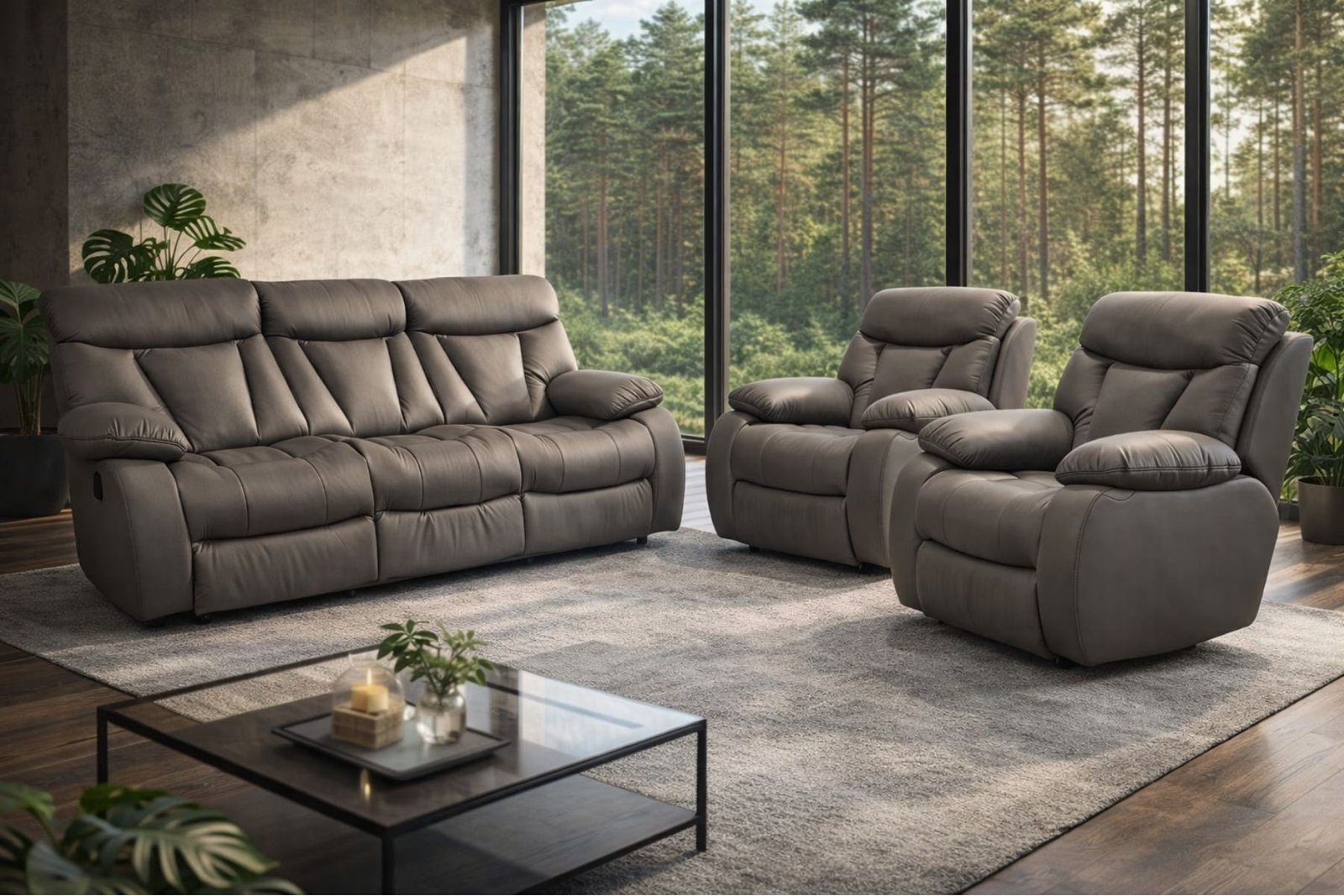 Komplet wypoczynkowy Granada skóra naturalna funkcje relax