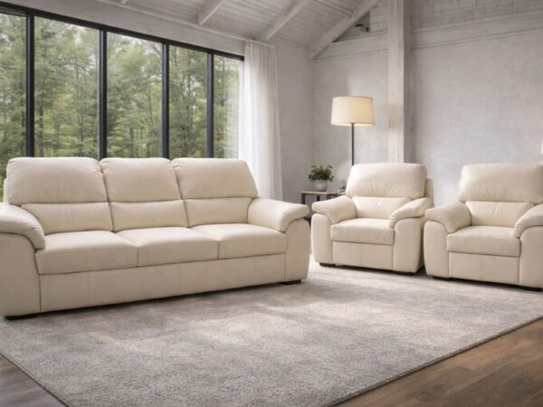 Komplet Malezja, 100% skóra naturalna, funkcja spania w sofie