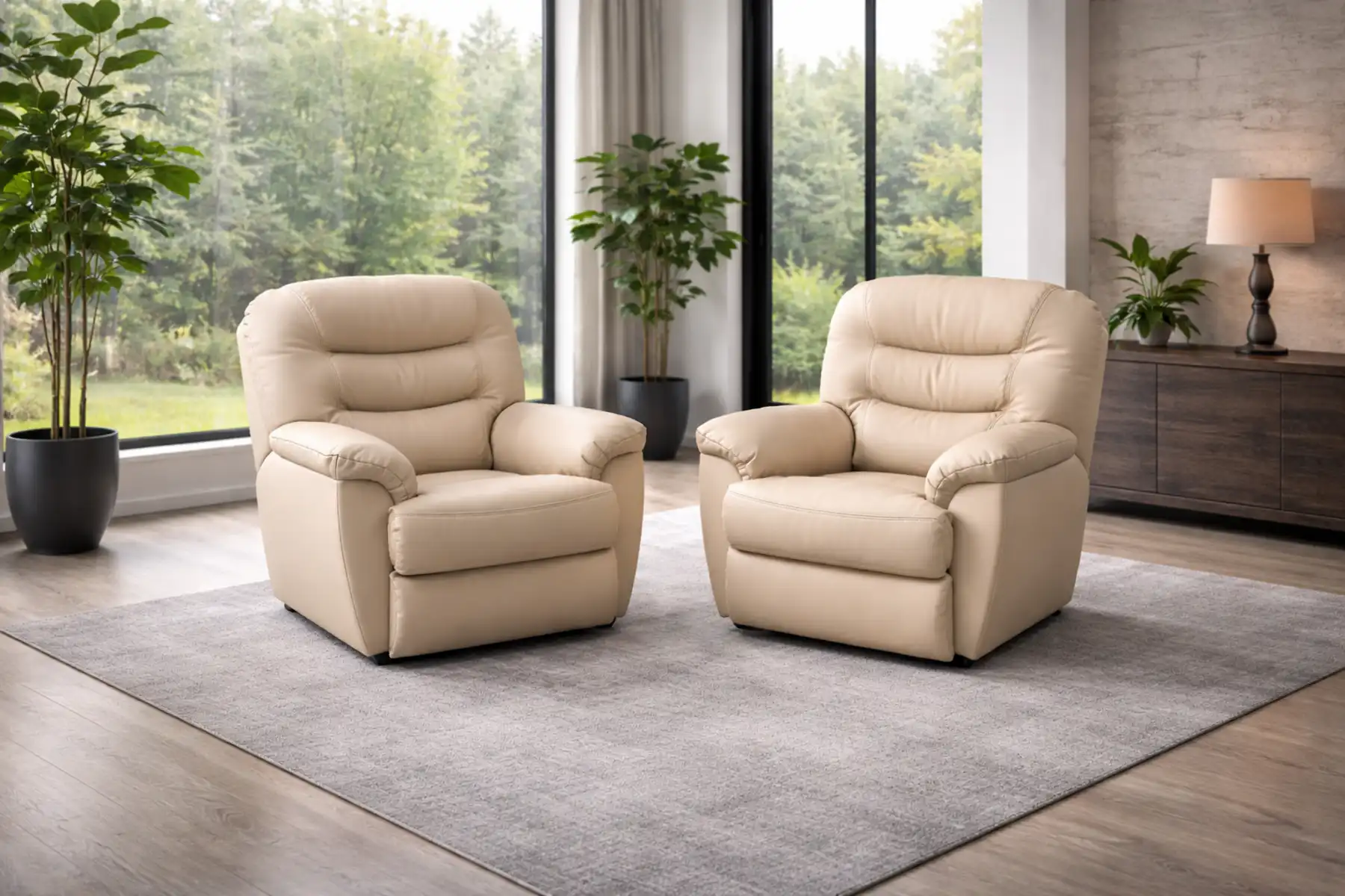 Komplet Tania II ze spaniem i funkcją relax, skóra bydlęca