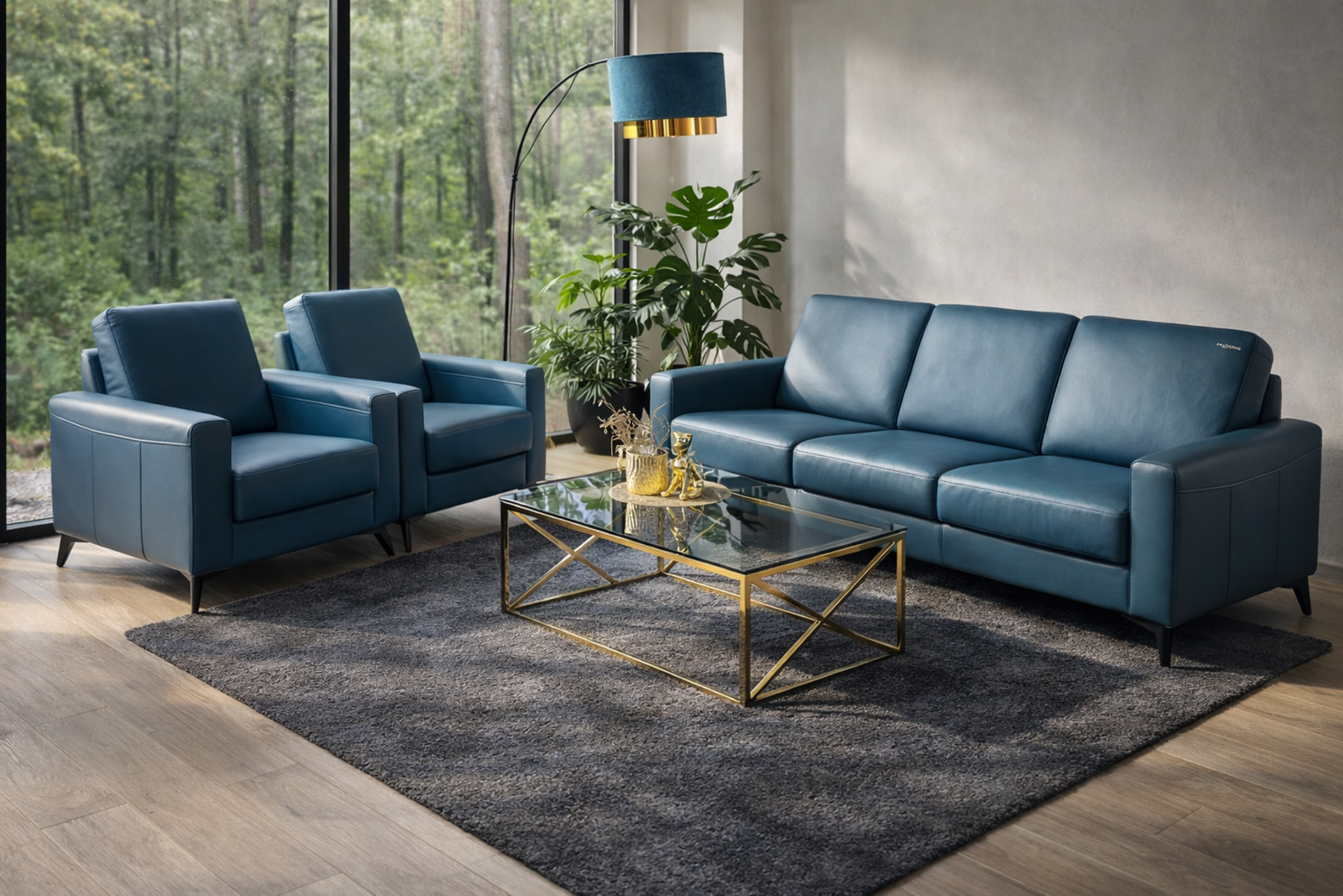 Komplet Vegas na wysokich nóżkach- wersalka i dwa fotele